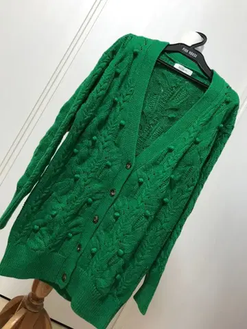 새상품급 잉게보그 뜨개질 롱 가디건 그린 클리닝 완료