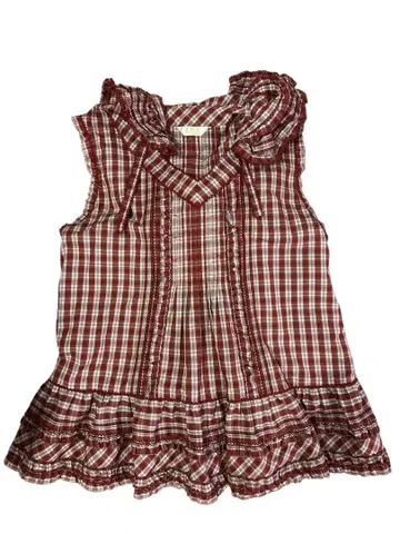 핑크하우스 프릴 달린 체크 탱크탑