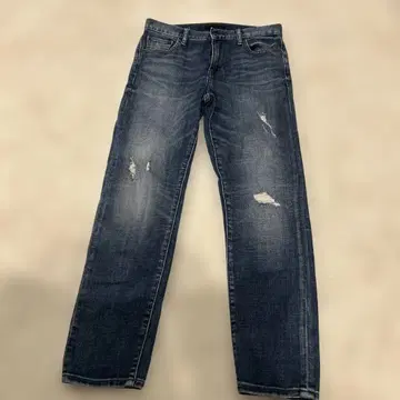[ 선착순 ] 데미지 가공 스트레이트 청바지 다크 블루