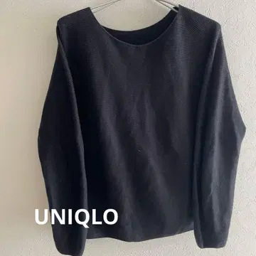 유니클로 블랙 리브 긴팔 니트 여성용
