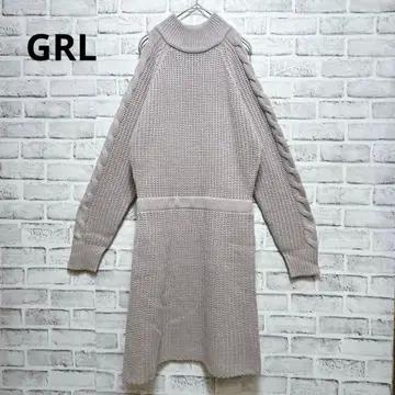 새상품급 [그레일] 니트 원피스 오픈 숄더 모카 성숙/러블리 L
