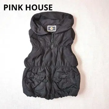 PINK HOUSE 핑크하우스 다운 베스트 충전솜 리본 블랙