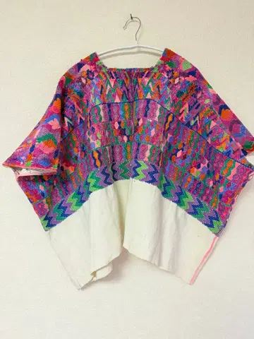 과테말라제 자수 상의 판초 민족 빈티지