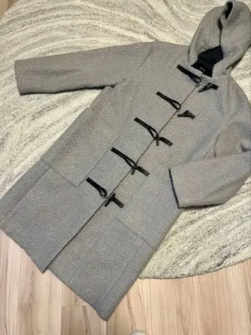 테리 더플 코트 그레이 후드 부착