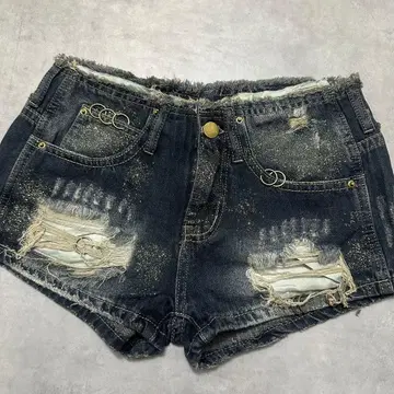 Y2K 헤이세이 갸루 데님 숏 팬츠 라메 데미지 크러쉬 d.i.a 계열