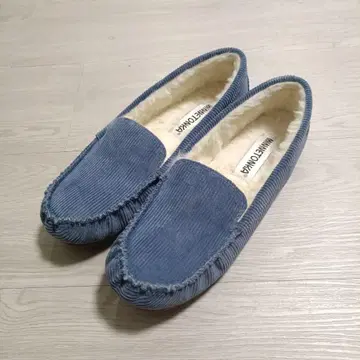 MINNETONKA 미네통카 코듀로이&퍼 모카신 파랑 24.0
