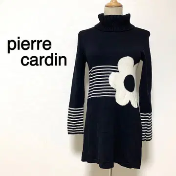pierre cardin 블랙 컬러 보더 무늬 터틀넥 니트