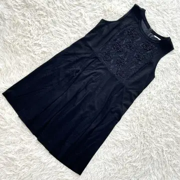 로즈 티아라 블랙 슬리브리스 원피스 꽃무늬 레이스 자수 3XL 빅 사이즈