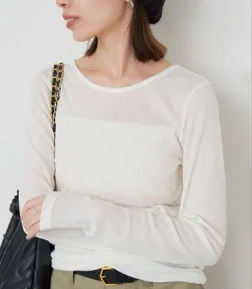 택 포함 미사용 24AW SLOBE IENA 소프트 코튼 크루넥 화이트