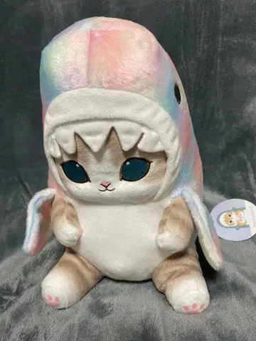 모프 샌드 컬러풀 샤크 후드 고양이 봉제 인형