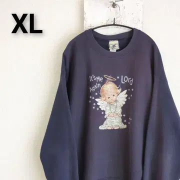 구제 의류 리 Lee 맨투맨 XL 네이비 두꺼운 원단 엔젤 천사