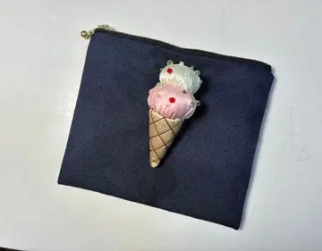 더블 콘 아이스 모티브 파우치 네이비