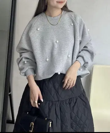 prose verse 펄 장식 그레이 맨투맨