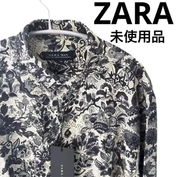 ZARA 미사용품 택 포함 레이온 긴팔 셔츠 올 패턴 L 사이즈