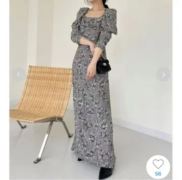 snidel 드레이프 타이트 레이온 프린트 긴팔 원피스