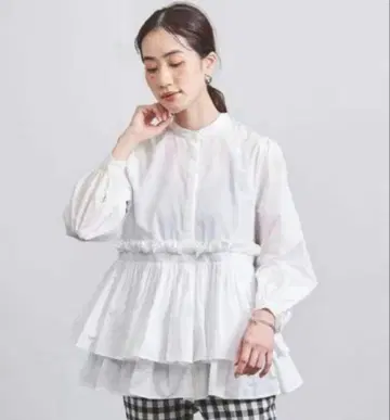 유나이티드 애로우즈 P 타프타 레이디 블라우스 화이트 새상품급