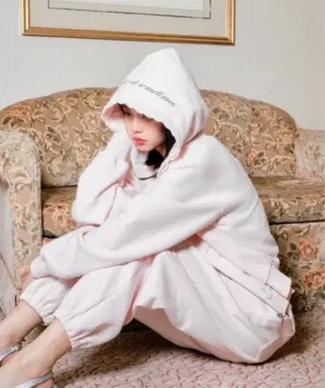 스미엔 집업 후드티 핑크