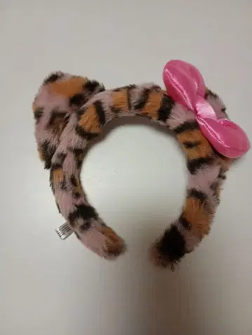 호랑이 무늬 머리띠 핑크 리본 포함
