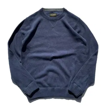 [ 00s ] 에디 바우어 무지 크루넥 코튼 니트 네이비