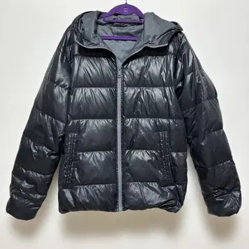 유니클로 다크 그레이 후드 부착 다운 자켓 사이즈 L