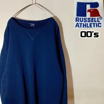 00s 러셀 맨투맨 무지 블랭크 네이비 크롭 기장