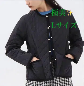 오파크 클립 퀼팅 노카라 자켓 아우터 블랙