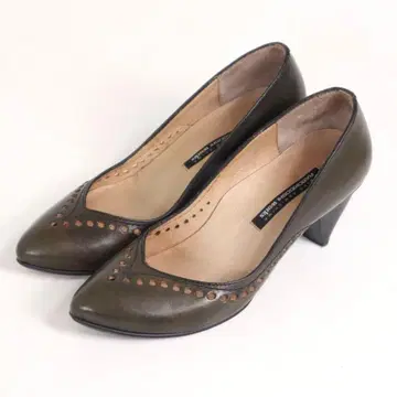 RABOKIGOSHI works 펀칭 가죽 투 와이드 힐 펌프스