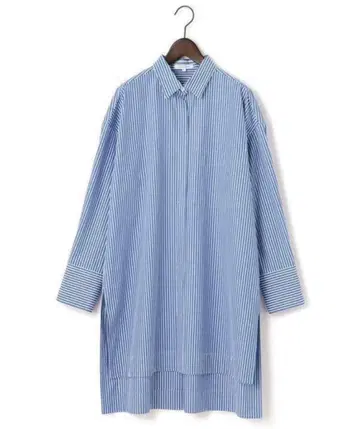 23구 MY STANDARD 블루 스트라이프 긴팔 셔츠, 튜닉 블라우스