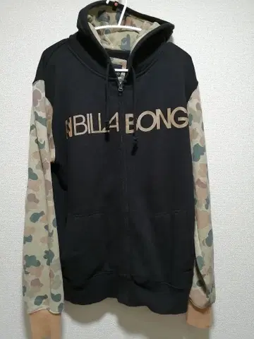 BILLABONG 블랙/카모플라쥬 풀 집업 후드티 M 사이즈