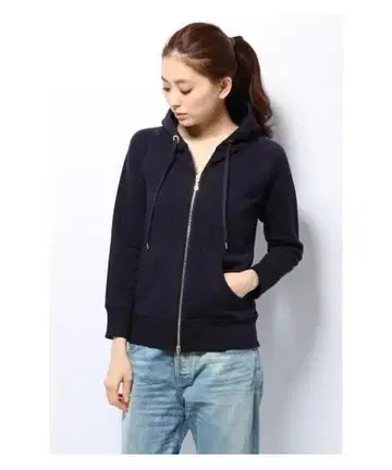 새상품 DEUXIEMECLASSE 라피 쭈리 지퍼 후드티 네이비