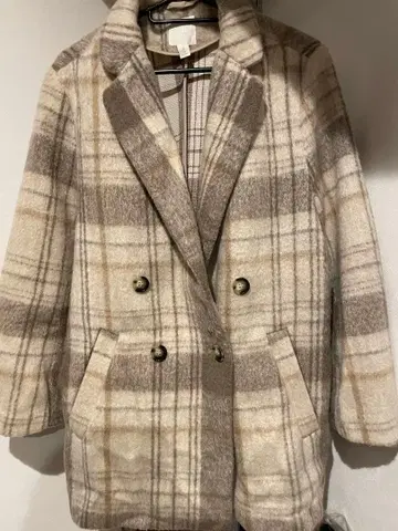 더블 브레스트 체크 무늬 코트 H&M