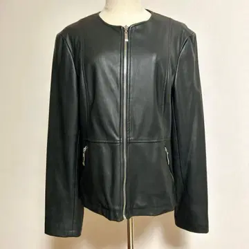 ZARA 자라 인조 가죽 노카라 자켓 페플럼 집업 XL