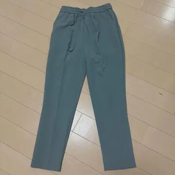 [ yori ] 그린 그레이 캐주얼 팬츠 허리밴딩 36