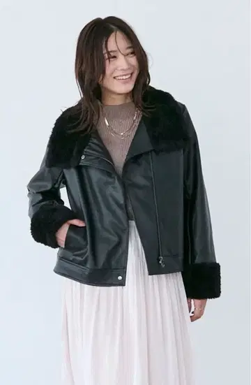 가죽 포인트 퍼 자켓