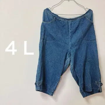 레어 데님 하프 팬츠 허리밴딩 빅사이즈 허리 100cm