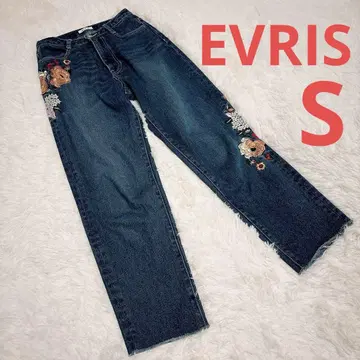 EVRIS 꽃 자수 데님 면 100% 라벨 소가죽 여성용 에브리스