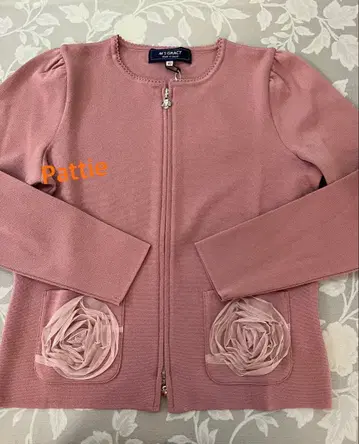 엠즈 그레이시 미사용 쉬폰 꽃 더블 지퍼 가디건 40