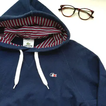 [ Lacoste ] 한정판 트리콜로르 안쪽 보더 후드티