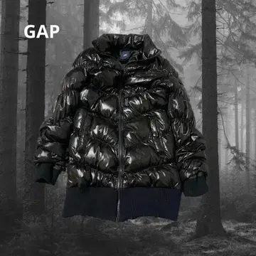 GAP 다운 코트 자켓 육중 블랙 광택 y2k