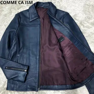 컨디션 최상 컴시즘 램 가죽 자켓 네이비 블루 계열 집업 S