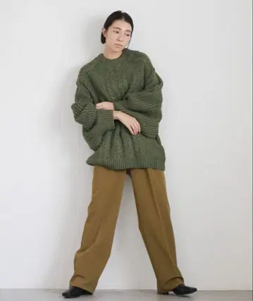 올리브 그린 니트 스웨터 FREE 사이즈