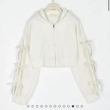 anmille 리본 슬리브 라메 후드티 OW