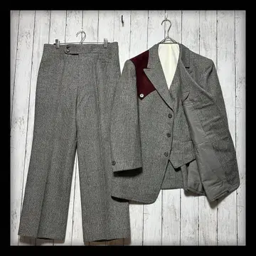 [새상품급 쓰리피스 셋업] 수트 글렌체크 M 그레이 VINTAGE