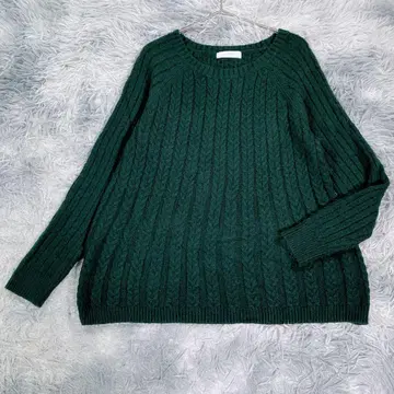 any SiS [ 2 ] 케이블 니트 스웨터 그린 봄/가을 여성용