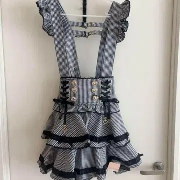 Liz Lisa 사다리 리본 체크 티어드 치마바지