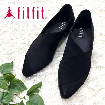 새상품급 fitfit 발수 포인티드 크로스 플랫슈즈 스웨이드 블랙