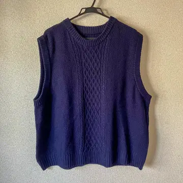 오버 사이즈 케이블 니트 베스트 XXL 네이비 깔끔한 레이어드