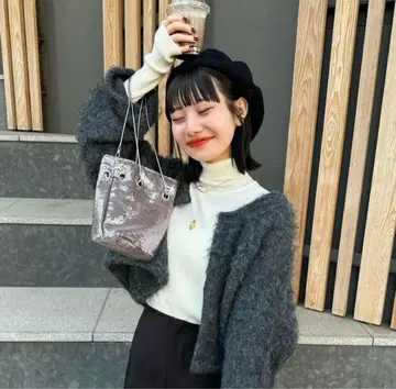 hinari 샤기 숏 가디건