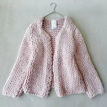 새상품급 위임 가셋 핸드 니트 가디건 루즈핏 울트라 웜 핑크