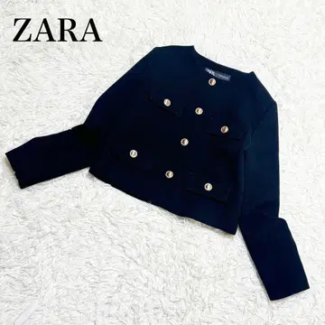 자라 라운드넥 피케 블레이저 골드 버튼 블랙 M 사이즈 노카라